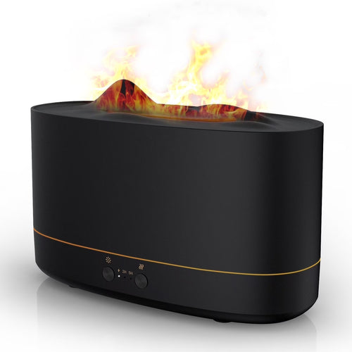 Essential Oil Diffuser, 7 Color Flame Diffuser Humidifier, 200Ml Time Setting for Home, Room, Black